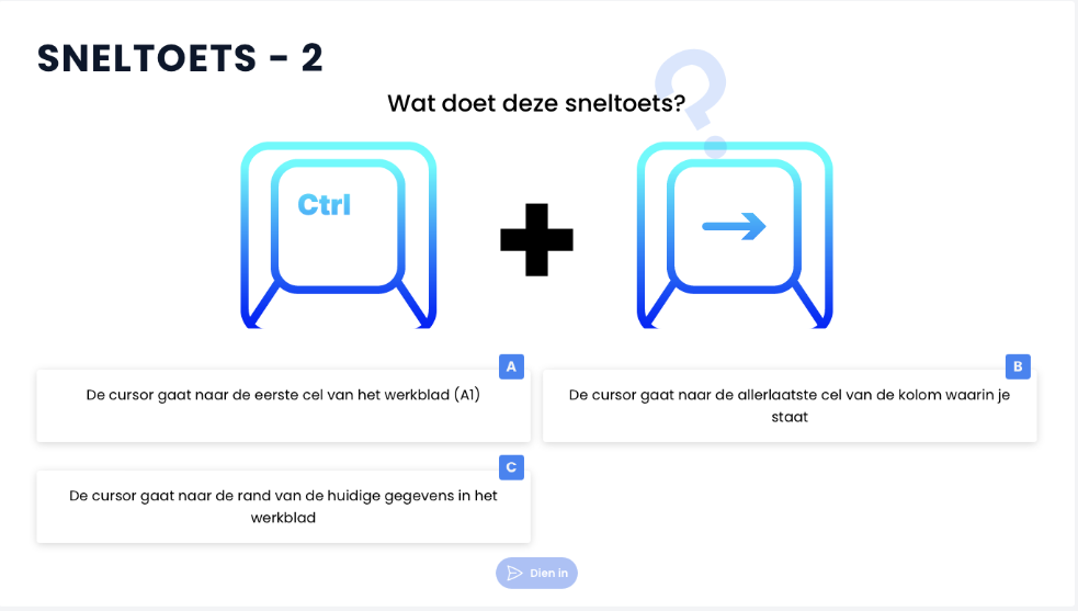 uitleg sneltoetsen